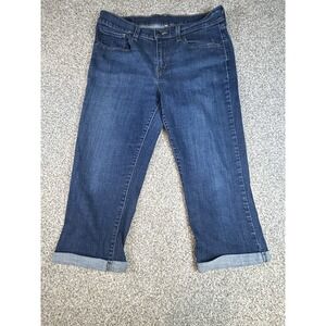 Signature Levis Strauss Jeans Womens 30 Blue Straight Capri Stretch Denim Cuffed
